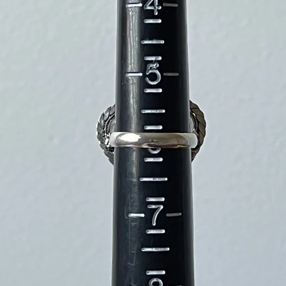 SELENITE GEMSTONE RING STAMPED 925 SILVER PLATED SIZE 6 - Picture 7 of 9